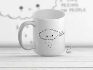 Taza Blanca 11oz Anubecita Sonrojada - ¡Divertida y Lluviosa! ☔✨