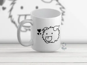 Taza Blanca 11oz Monstruo Kawaii con Corazones – ¡Amor y Ternura en Cada Sorbo! ❤️✨