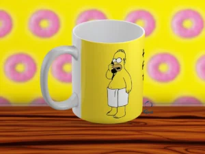Taza Blanca 11oz Homero Simpson – "Hable Más Fuerte Que Traigo Una Toalla" 🛁😂