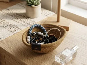 ✨ Cuenco Organizador Cónico de Cuerda 15x7 cm - Joyero Artesanal 🌿