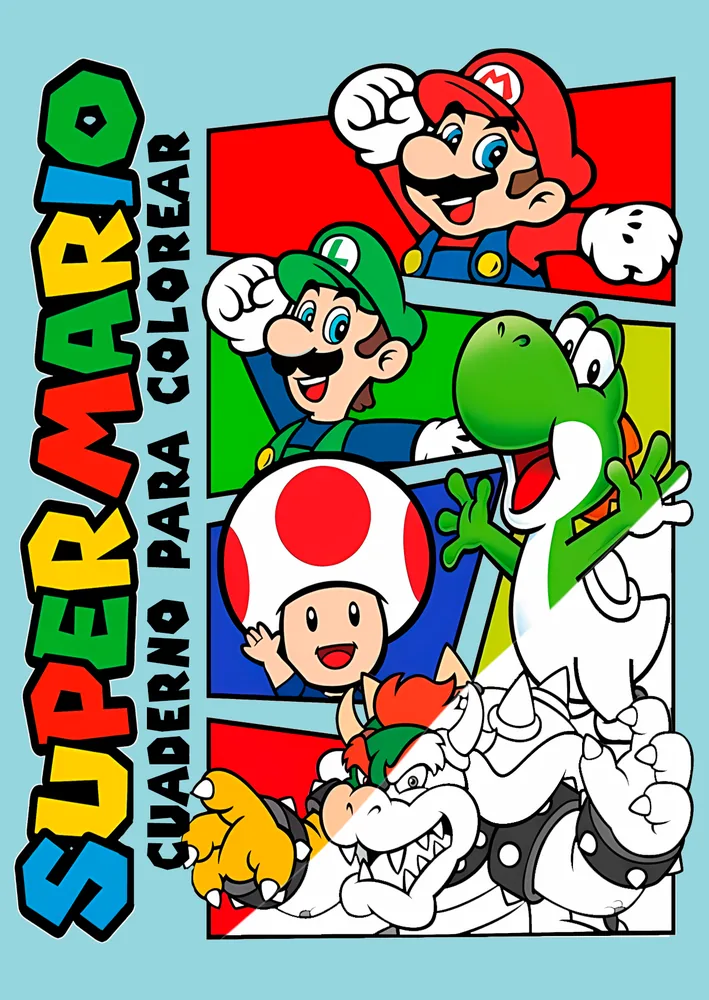 🍄Libro para Colorear Super Mario Bros 16 Pág. Fiesta 🍄(Digital)