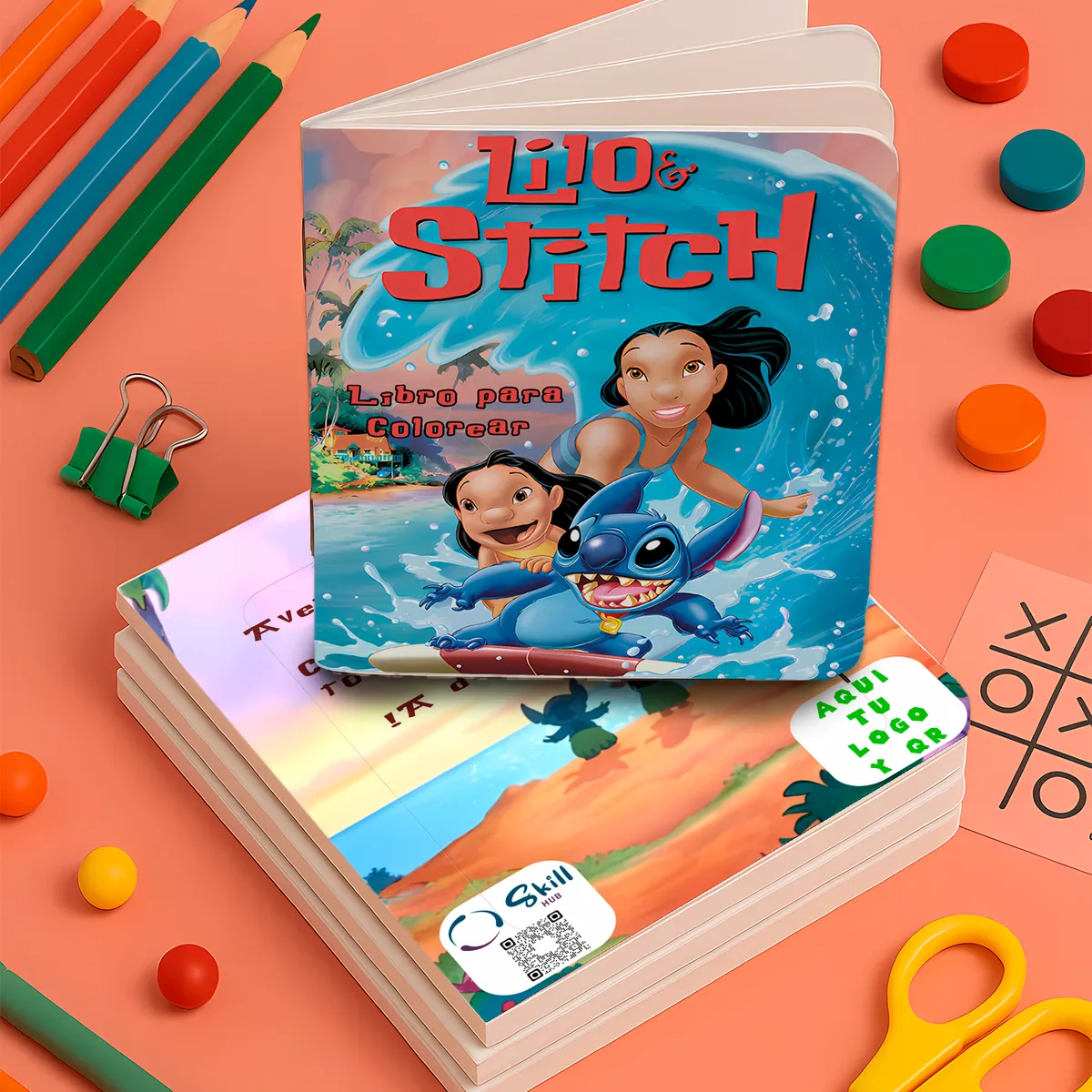 🎨 Libro para Colorear Lilo y Stitch 16 Pág. Laminado Fiesta 🎉(Físico)