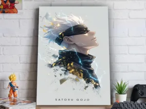 Póster Metálico Satoru Gojo Pensativo Jujutsu Kaisen - Cuadro de Metal 21x28 cm