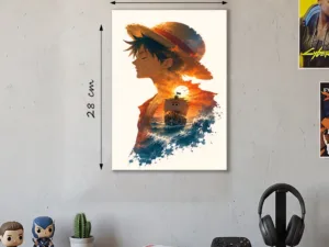 Póster Metálico Luffy y Going Merry Nostalgia One Piece - Cuadro de Metal 21x28 cm