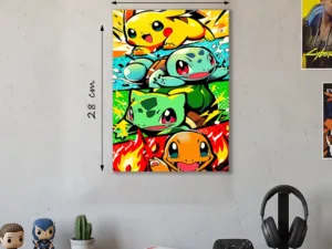 Póster Metálico Pokémon Estilo Bandas de Rock - Cuadro de Metal Parodia 21x28 cm
