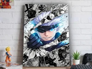Póster Metálico Satoru Gojo Estilo Comic Jujutsu Kaisen - Cuadro de Metal 21x28 cm